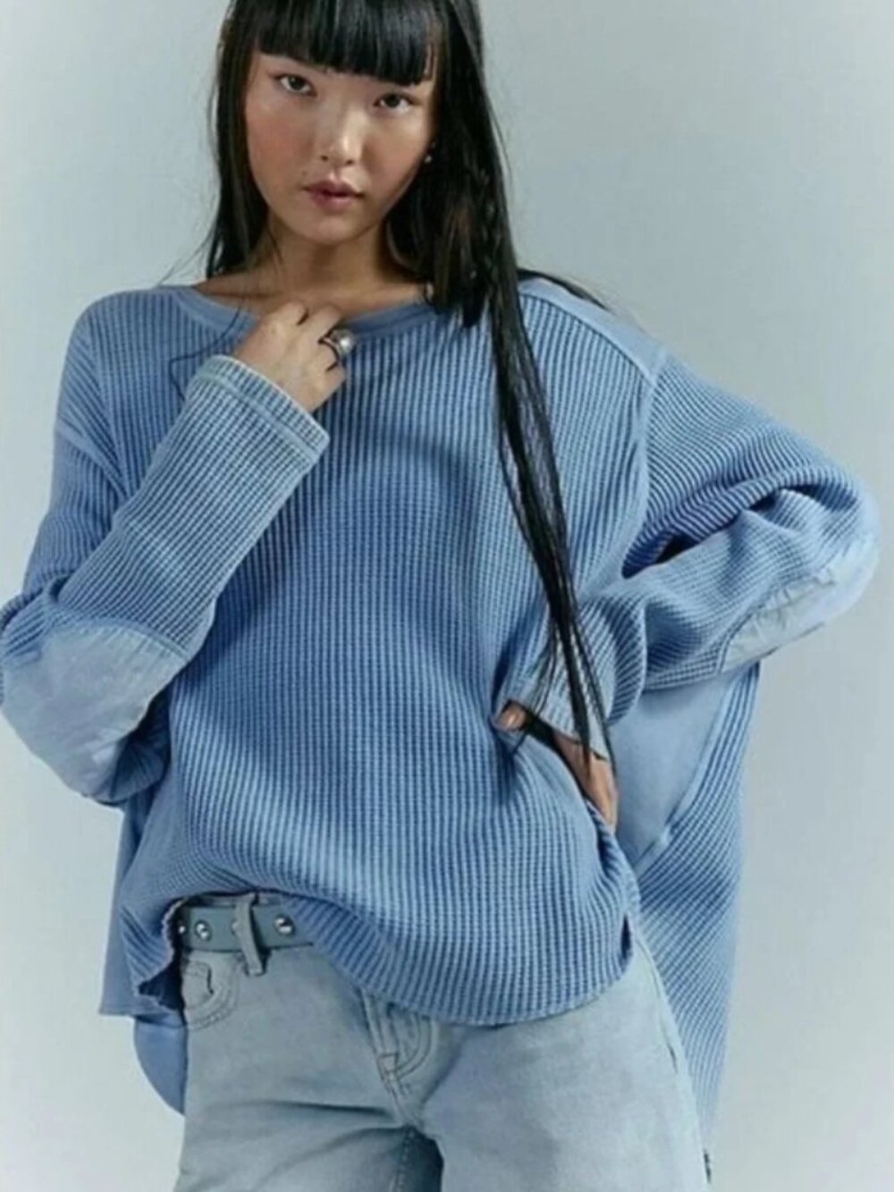 Free People FP One Blake Thermal Oversized Scoop Neck Long Sleeve Tunic Top S